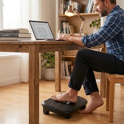 Repose pieds bureau homme rouleau massage administratif