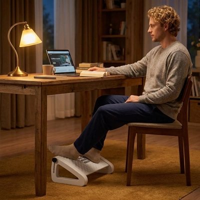 Repose pieds bureau lecture soir cosy repos lecture consultation ordinateur