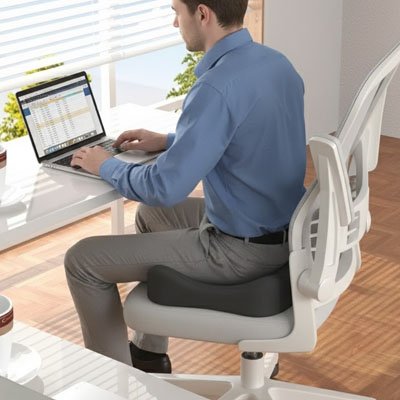 Coussin ergonomique fauteuil blanc universel télétravail bureau