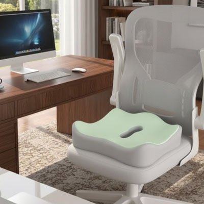 Coussin ergonomique fauteuil blanc universel télétravail bureau confortable gris seul