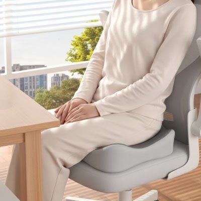 Coussin ergonomique fauteuil blanc universel télétravail bureau confortable gris 
