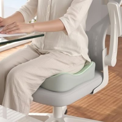 Coussin ergonomique fauteuil blanc universel télétravail bureau confortable gris repos
