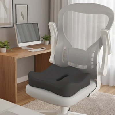 Coussin ergonomique fauteuil blanc universel
