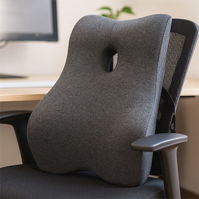 Coussin lombaire bureau ergonomique gris