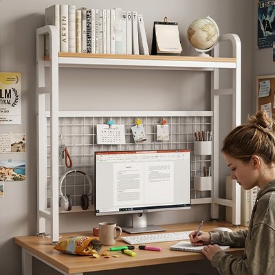 Etagere bureau blanc crayon dessin 