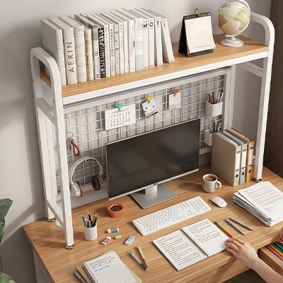 Etagere bureau blanc etude cahier livre écran