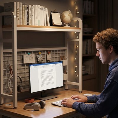 Etagere bureau écran blanc classé