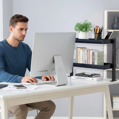 Etagere bureau teletravail carré efficace