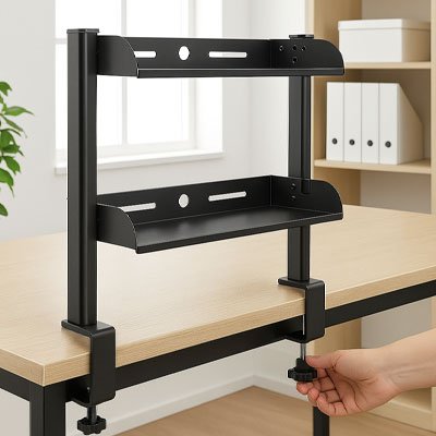 Etagere sur bureau fixation serrage main