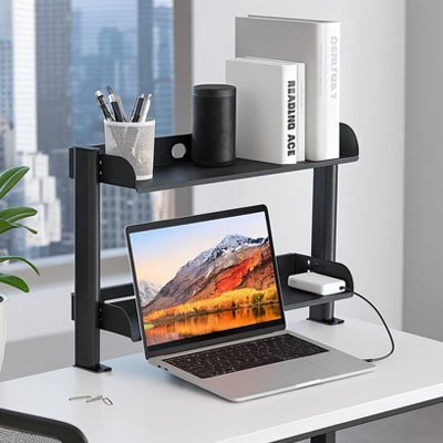 Etagere sur bureau ordinateur livre travail maison