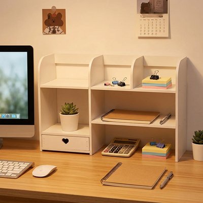 Etagere sur bureau tiroir etudiant rangement fourniture calculatrice stylo