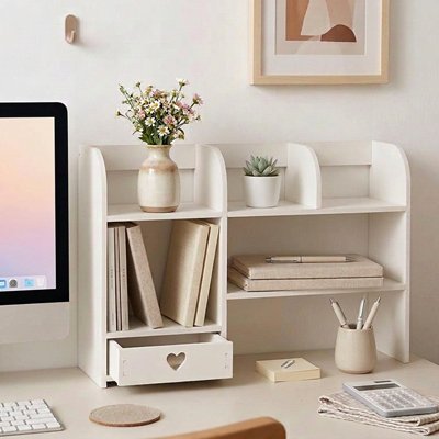 Etagere sur bureau tiroir etudiant rangement fourniture livre ordinateur