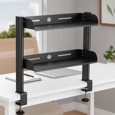 Etagere sur bureau vide fixer ordinateur