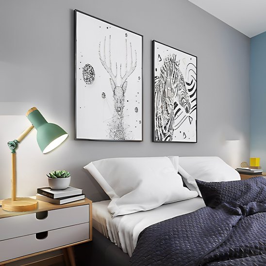 Lampe de bureau bleu lit repos lecture design bois métal nordique 