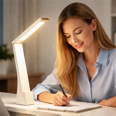 Lampe de bureau design blanc ajustable travail bureau étude
