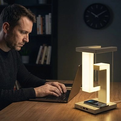Lampe de bureau design contemporain ordianteur télétravail concentration nuit