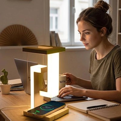 Lampe de bureau design contemporain ordianteur télétravail concentration étude