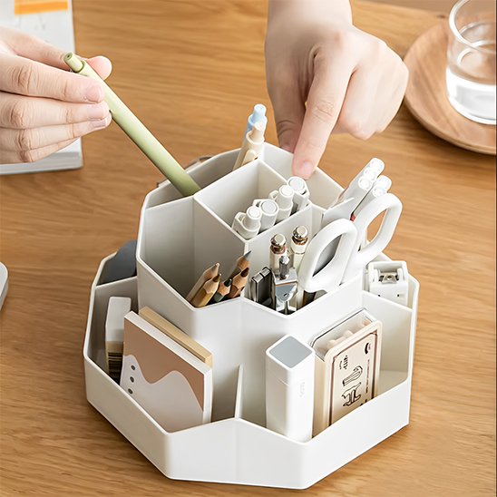 Organisateur de bureaustylo crayon gomme fourniture ciseaux élève blanc