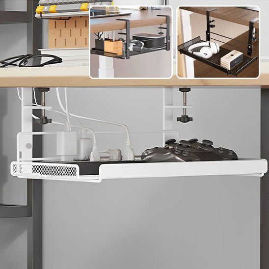plateau organisateur suspendu table bois range cable blanc noir