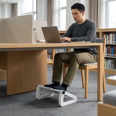 Repose pieds bureau homme bibliothèque bois design