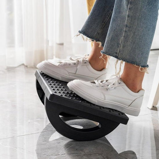Repose pieds bureau noir basket blanche profile