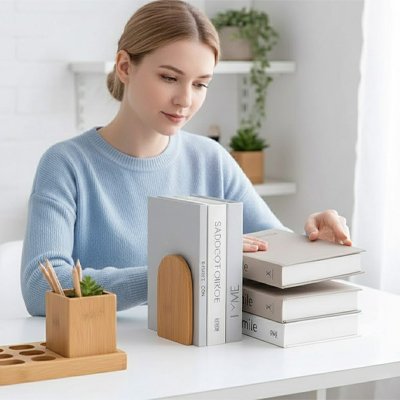 Serre livre rangement simple femme bureau blanc