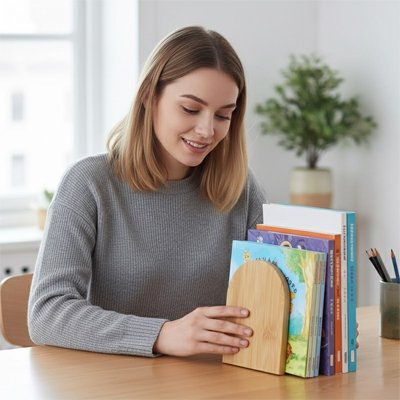 Serre livre rangement simple femme bureau bois