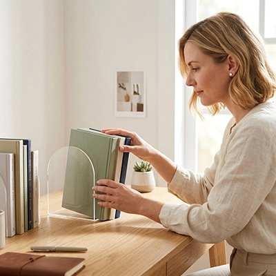 Serre livres rangement femme bureau