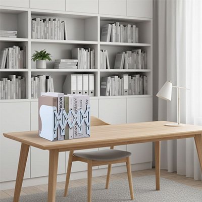Serre livres retractable grande capacité noir plein de livre bureau rangé