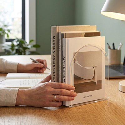 Serre livres transparent visible élegent