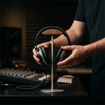 Support casque​ bureau rangement homme travail prise rapide efficace design musique