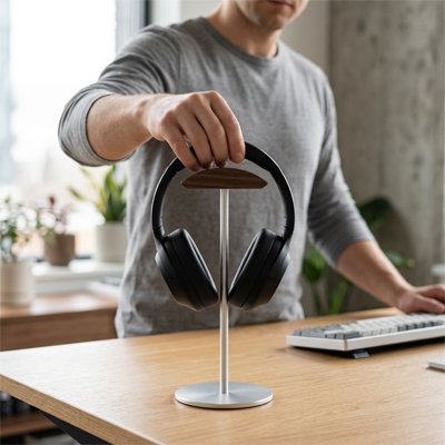 Support casque​ bureau rangement homme travail prise rapide efficace