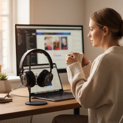 Support casque​ ​stylé table bureau pratique travail maison