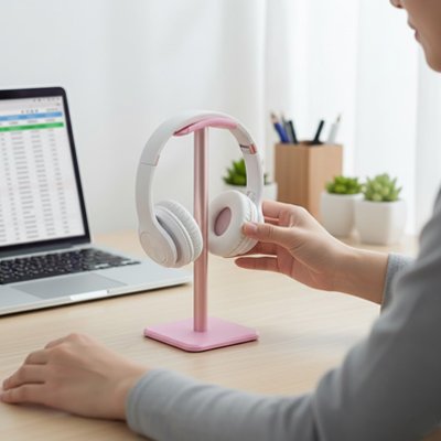 Support casque travail bureau domicile télétravail design couleur