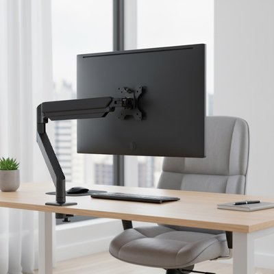 Support ecran PC noir simple bras teletravail freelance particulier bureau