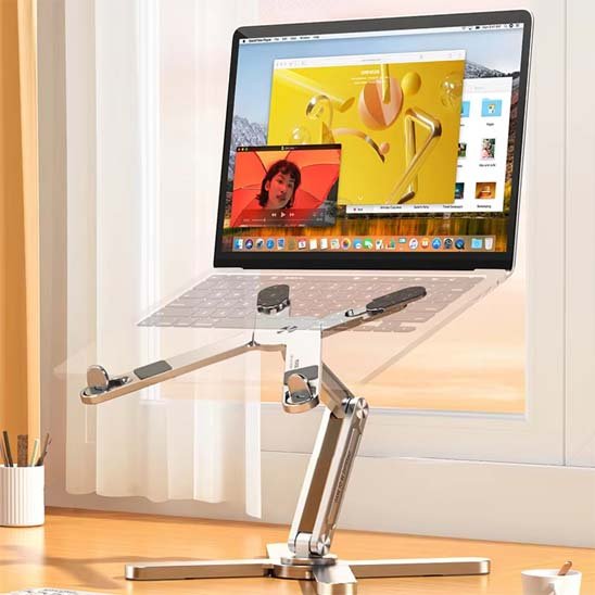 Support ordinateur portable ajustable hauteur multidirectionnel stable