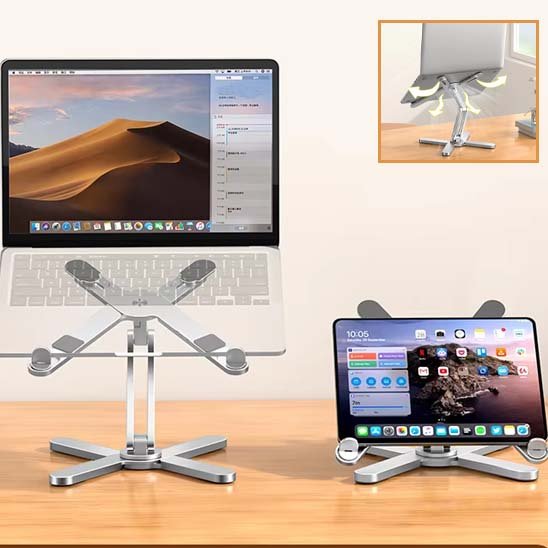 Support ordinateur portable ajustable hauteur multidirectionnel confortable
