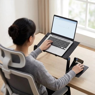 Support ordinateur portable ajustable table bureau hauteur travail efficace