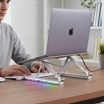 Support ordinateur portable multisupport noir gris