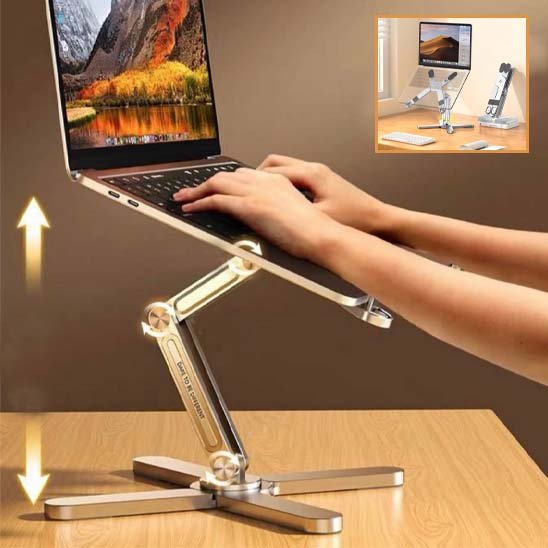 Support ordinateur portableajustable hauteur multidirectionnel ergonomique poignée