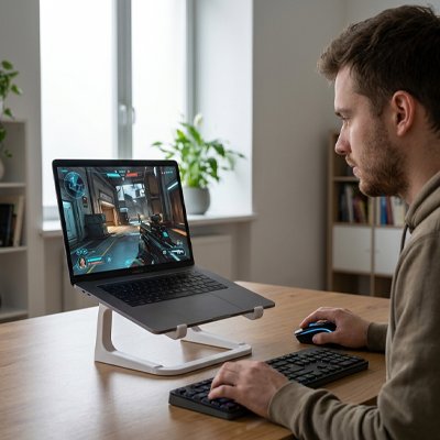 support pc portable discret antidérapant