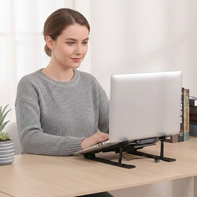 Support pour ordinateur portable ajustable hauteur noir ventilateur pratique 