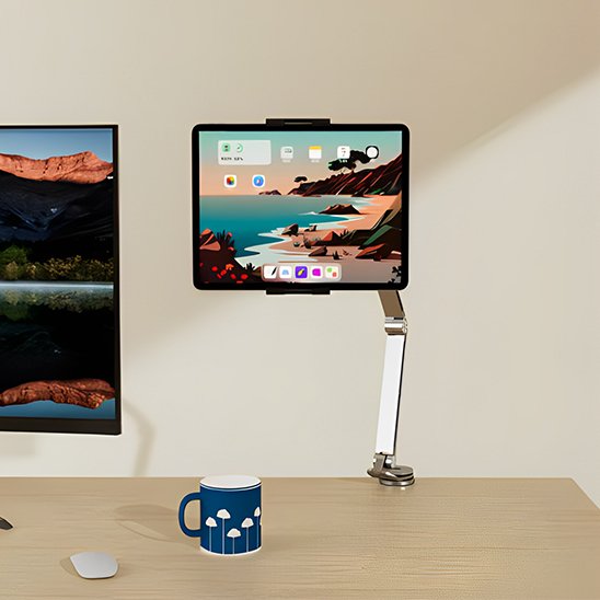 Support pour tablette ajustable 360° fixation table bureau sans outil ordinateur
