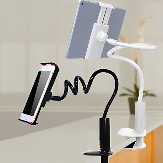 Support pour tablette fixable table modulable noir blanc