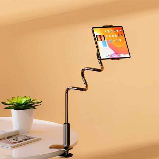 Support pour tablette  fixable table modulable noir ressort
