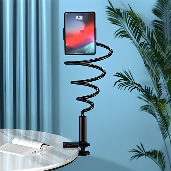 Support pour tablette fixable table modulable noir ressort sans outils
