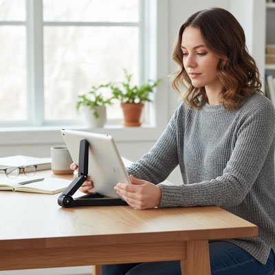 Support pour tablette noir lecture travail 