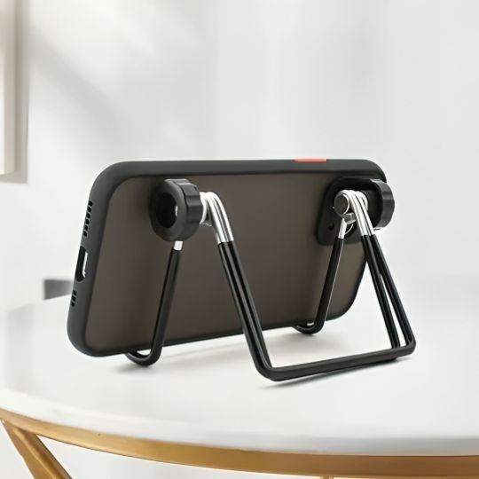 Support pour tablette pliable ajustable stable métal noir smartphone