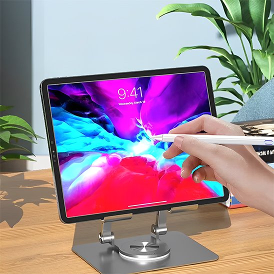 Support pour tablette qualitatif stable 360° metal ecran ecriture idéal design