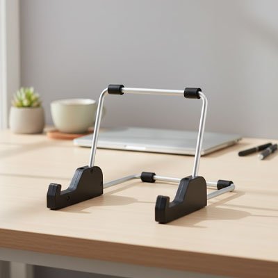 Support tablette pliable noir multifonctionnel  léger pliable de face